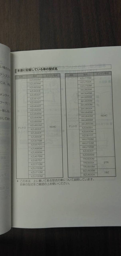 マニュアル　取扱説明書 　【日野】　【デュトロ】 (中古)