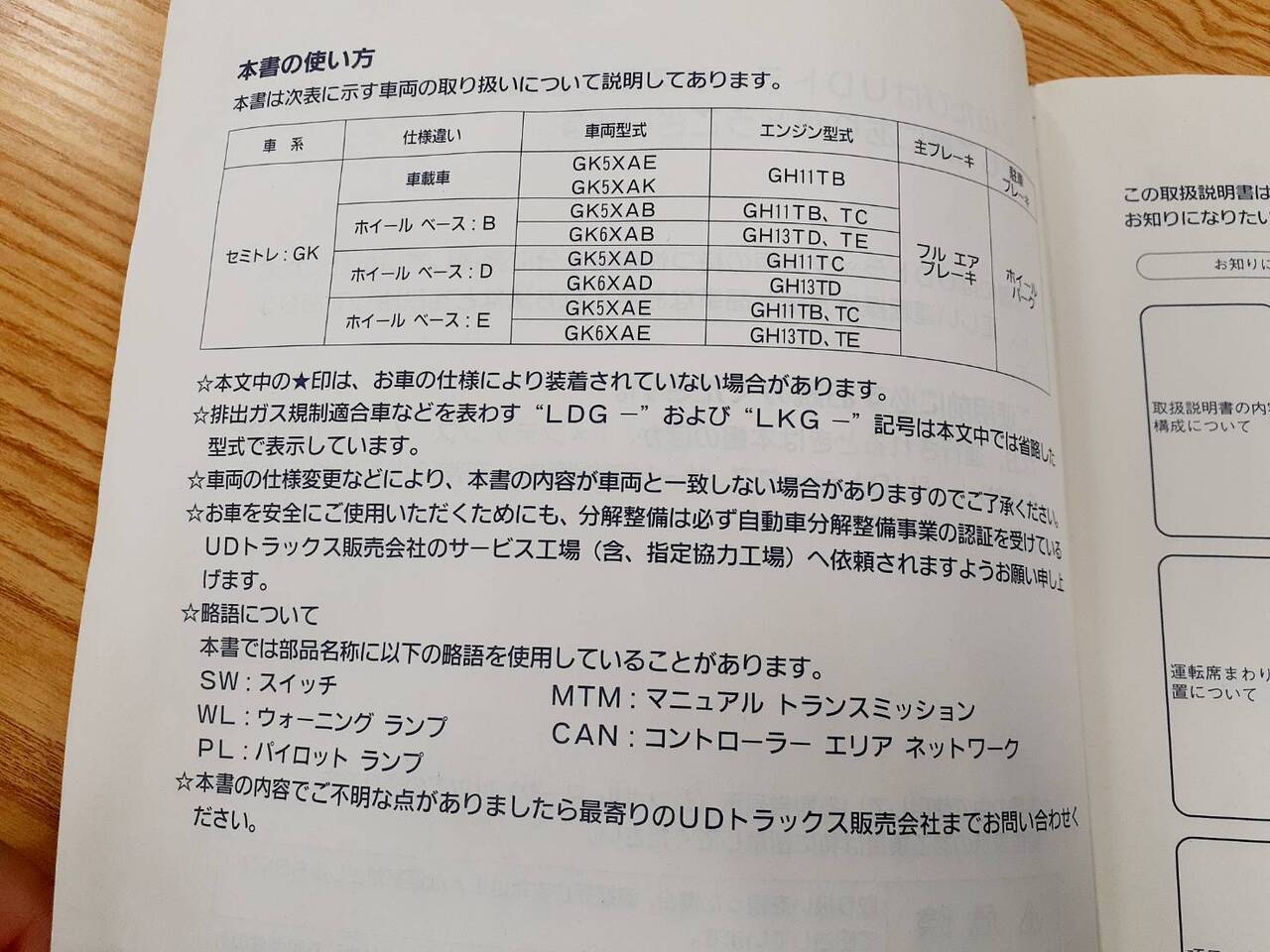 取扱説明書　  UDトラックス　クオン (中古)