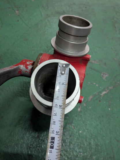 Branch Pipe for Firefighting, Double-Outlet Branch Pipe, Mediating Branch Pipe, Machino Coupling for Fire Hose, with Valve (Used)