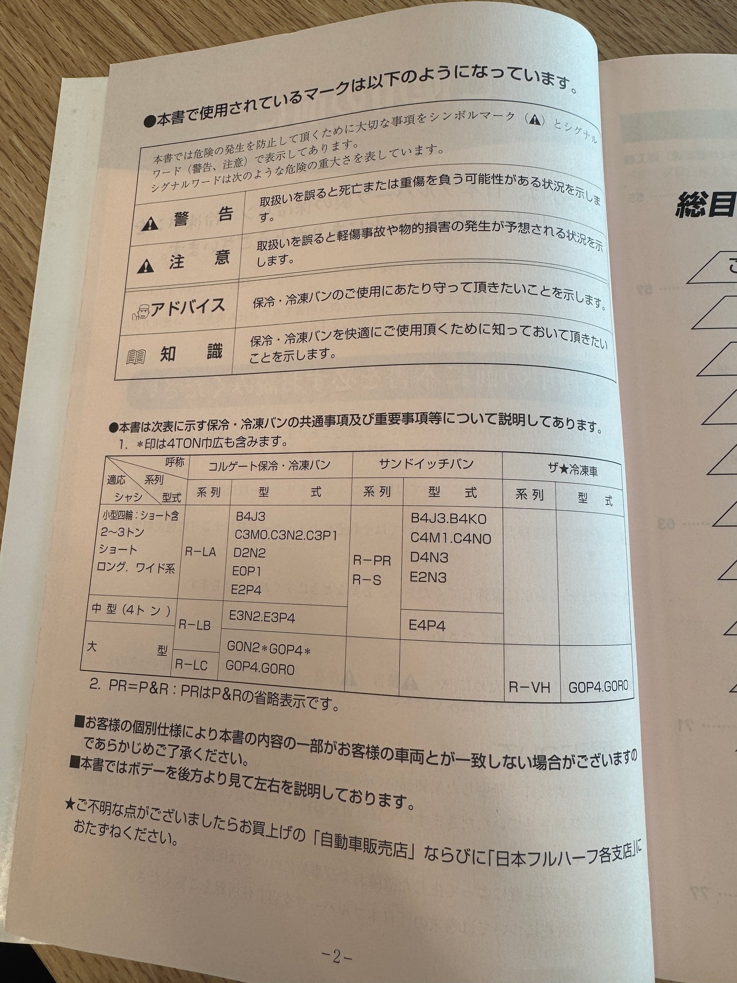 取扱説明書　【日本フルハーフ】保冷バン・冷凍バン　発行日：2018年1月（中古）