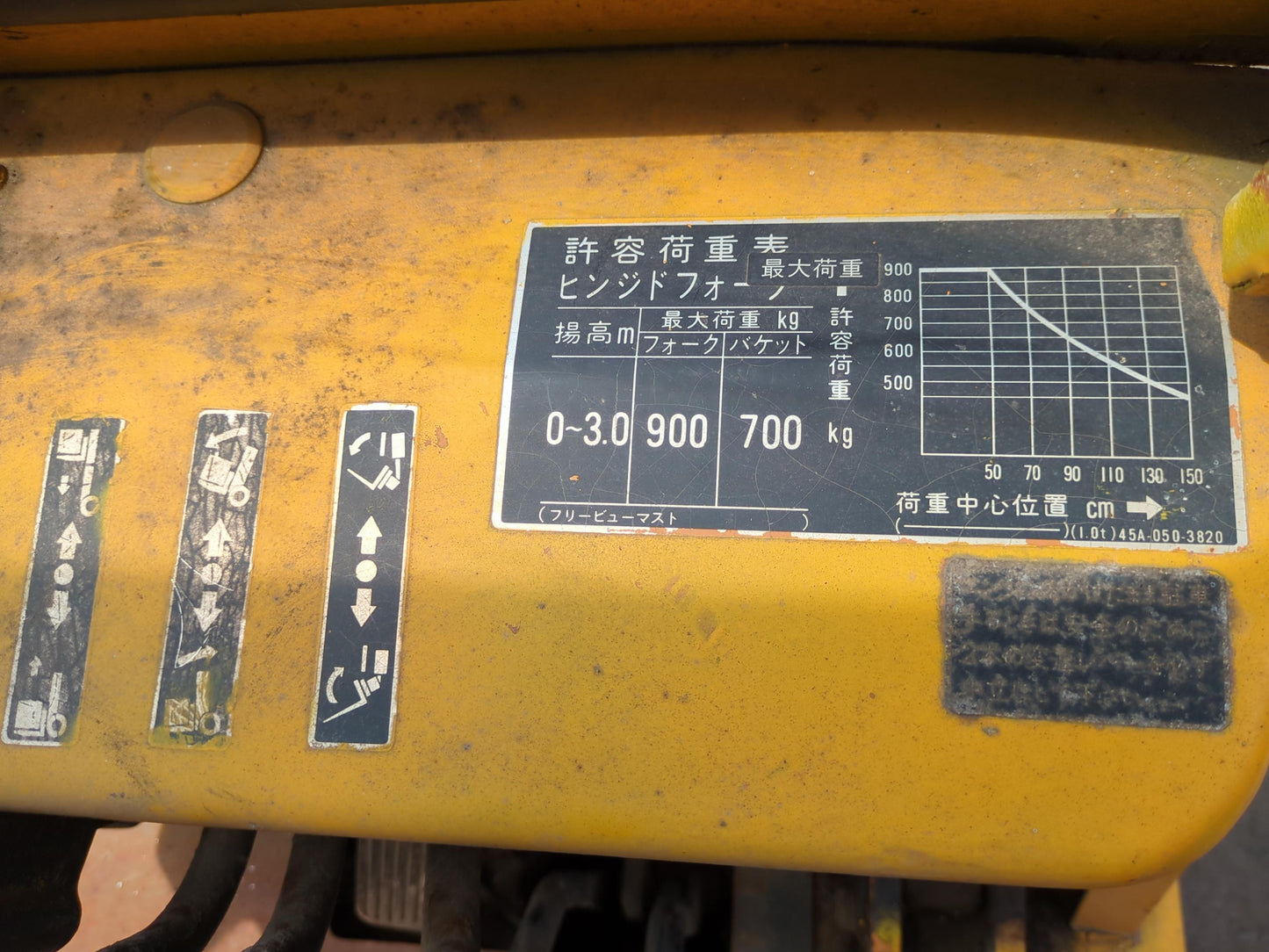 フォークリフト　ガソリンフォークリフト　コマツ　FG10-12ヒンジドフォーク（バケット付き）不動（中古）