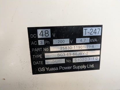 バッテリーフォークリフト充電器　GSユアサ　48V　3相 200V　T-247【動作未確認】（中古）